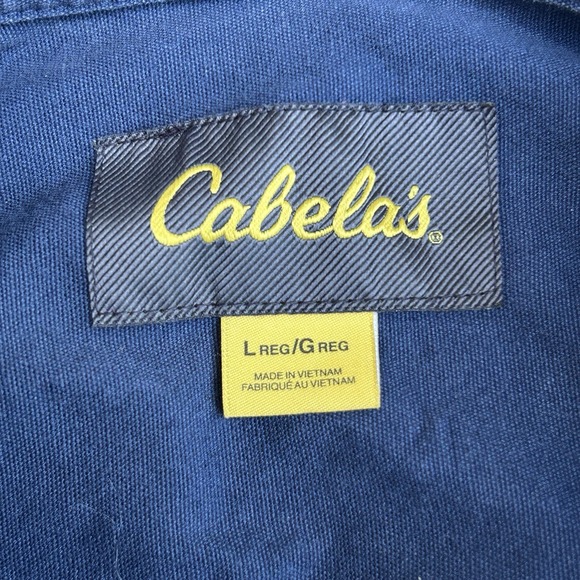 Cabela's Navy Blue Short Sleeve Utility Shirt Mens L Button Front Outdoors - Picture 3 of 5